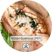 Download Button Sauerteig Schiffchen mit Spinat Rezept als PDF